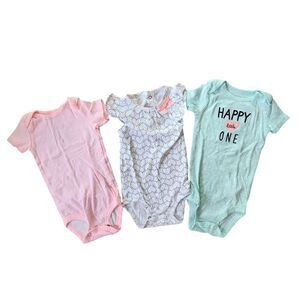 Just One You. by Carter's Girl's Set of 3 Short Sleeve Bodysuits Size 9 Months
